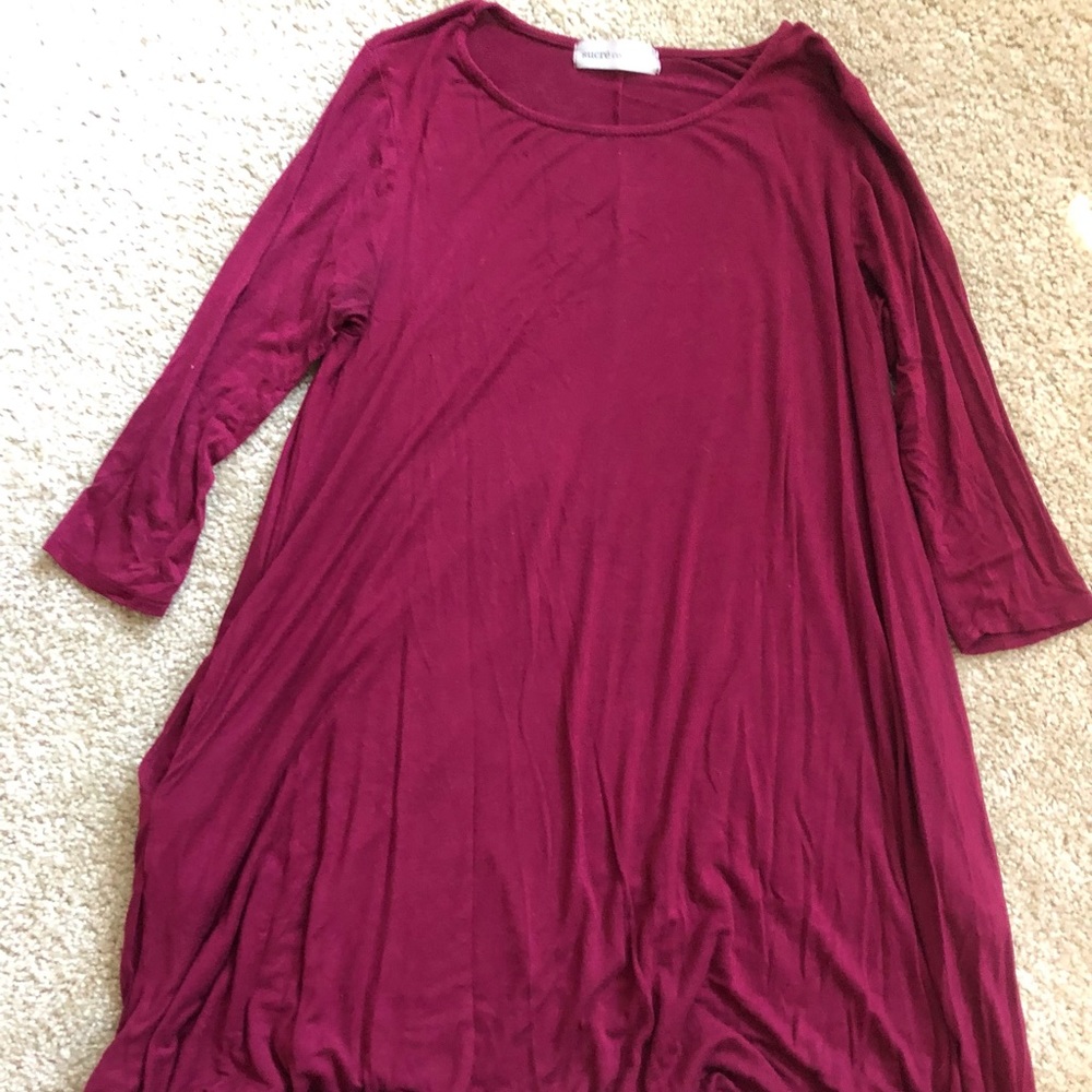 Burgundy Loose Dress